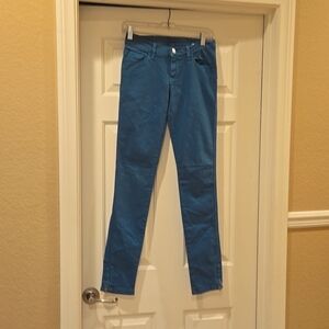 Rare Ksubi skinny zip ankle denim in Teal color!